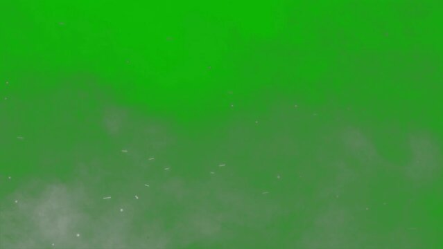 steam, snow cold wind on blue green screen background. White smoke blowing on blue green screen background.