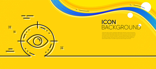 Naklejka na ściany i meble Eye target line icon. Abstract yellow background. Oculist clinic sign. Optometry vision symbol. Minimal eye target line icon. Wave banner concept. Vector