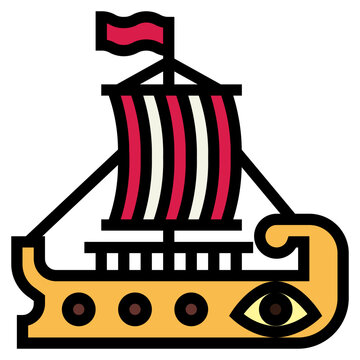 trireme filled outline icon style
