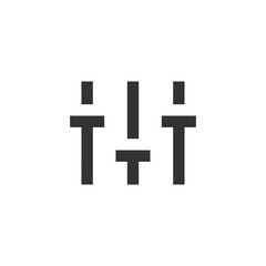 Vertical adjustment pixelated ui icon. Sound control. Volume bar. Music level adjust. Editable 8bit graphic element. Outline isolated vector user interface image for web, mobile app. Retro style