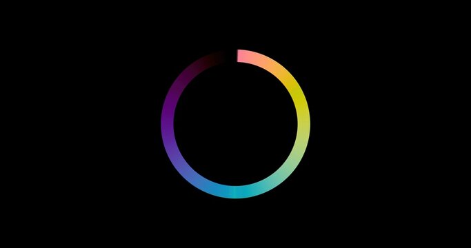 Colourized loading screen circle line on black background