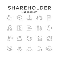 Fototapeta na wymiar Set line icons of shareholder