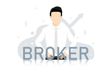Cartoon businessman broker design, Digital marketing illustration.