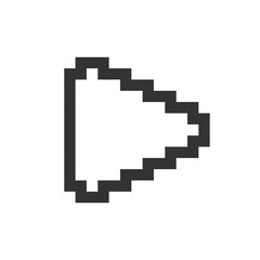 Play button pixelated ui icon. Music player bar. Playing multimedia file. Playback. Editable 8bit graphic element. Outline isolated vector user interface image for web, mobile app. Retro style