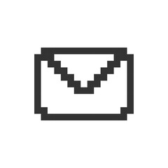 Get new letter in mailbox pixelated ui icon. New message notification. Email account. Editable 8bit graphic element. Outline isolated vector user interface image for web, mobile app. Retro style
