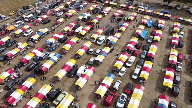 Local european flee market top perspective side view