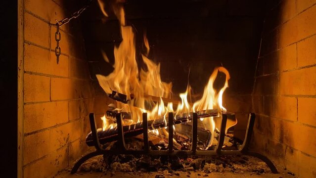 Cozy relaxing fireplace. UHD TV screen saver. Video for meditation, 4K