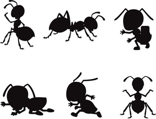 Set of ant group working ⚒ isolated vector Silhouettes