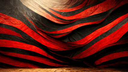 Red, Black & White, Artful abstract 3d Background 