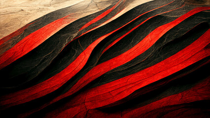 Red, Black & White, Artful abstract 3d Background 