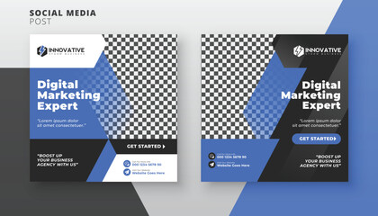 Digital marketing web poster banner social media kit set of square flyer post design