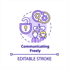 Communicating freely in workplace concept icon. Build open work relations. Teamwork abstract idea thin line illustration. Isolated outline drawing. Editable stroke. Arial, Myriad Pro-Bold fonts used
