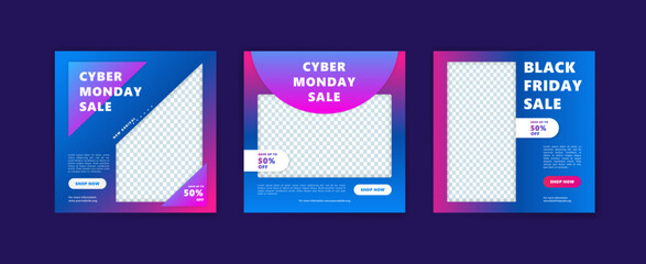 Social media post banner gradient for cyber monday sales