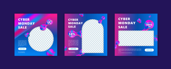 Social media post banner gradient for cyber monday sales