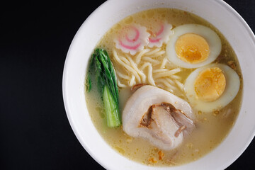 Ramen Japanese noodle isolated in black background