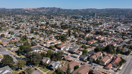 Fototapeta na wymiar Daytime view of housing in Covina, California, USA.