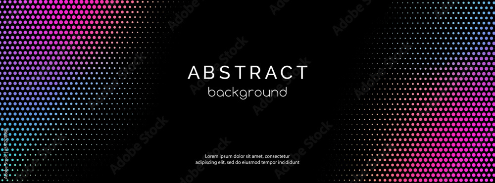 Wall mural abstract halftone dotted dark background with copy space for text. facebook cover, header, web banne