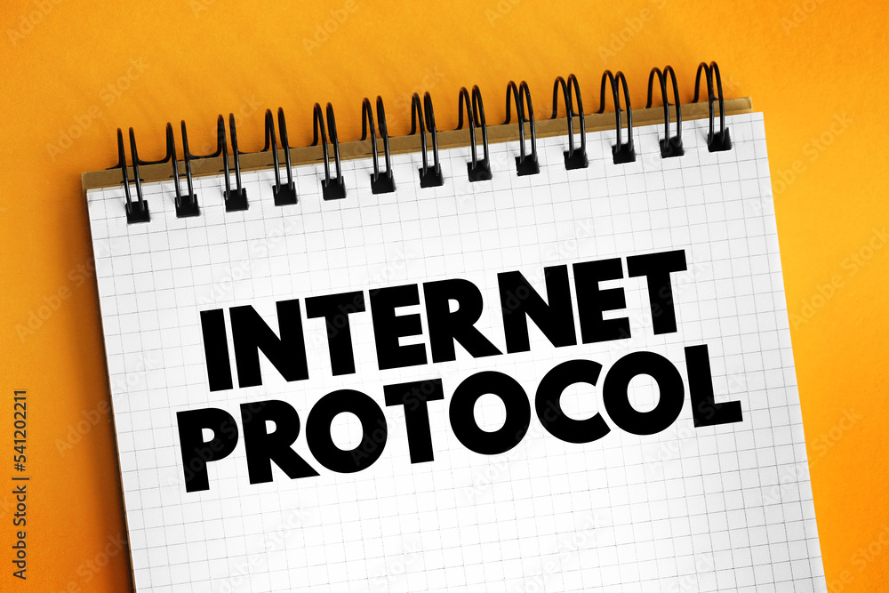 Aufkleber Internet Protocol - network layer communications protocol in the Internet protocol suite for relaying datagrams across network boundaries, text concept on notepad