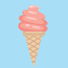 Soft ice cream cone isolated vector illustration