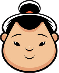 Sumo wrestler head illustration on white background