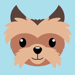 Yorkshire terrier head illustration in flat style