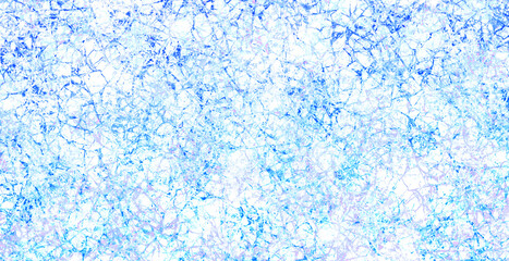 Abstract ice background. Blue background with cracks on the ice surface and snow