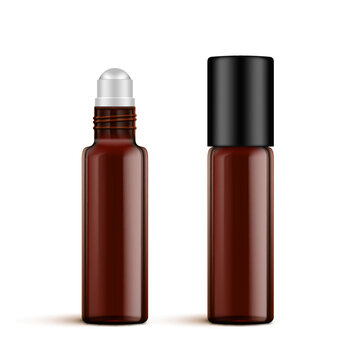 3D Amber Or Cosmetic Essential Oil Glass Bottle