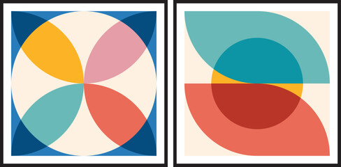 Fototapeta premium Abstract geometric poster and wall painting, graphic geometric shapes elements, living room poster, wall decoration. Modern Abstract Painting Artwork. Contemporary art.