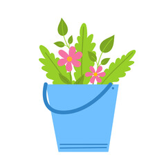 Flower bucket isolated on white background. - 541204496