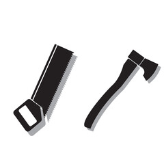 Popular collection of ax and saw tool icons.