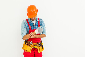 construction workers on a white background
