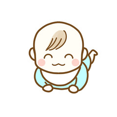 うつ伏せで笑う赤ちゃん　男の子