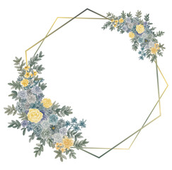 beautiful hand drawn watercolor blue flower frame