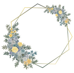 beautiful hand drawn watercolor flower frame