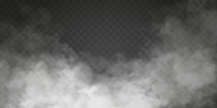 Fog or smoke isolated transparent special effect. White vector cloudiness, mist or smog background. Vector illustration