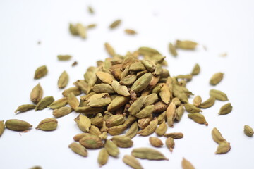 Dried cardamom isolated on white background