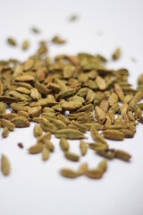 Dried cardamom isolated on white background
