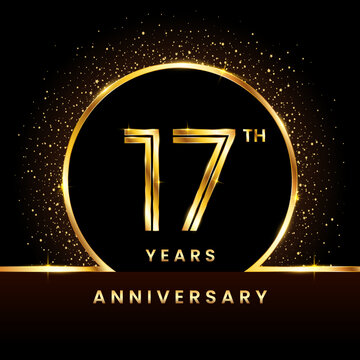 17th Anniversary Logo. Golden Anniversary template design for celebration event, invitation card, greeting card, flyer, banner, poster, double line logo, vector illustration