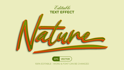 Nature text effect style. Editable text effect.