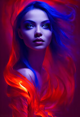 Beautiful Woman Character Engulfed in Flames | Midjourney Generated Ai 