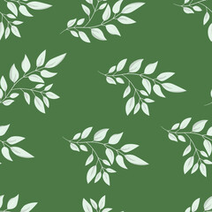Floral seamless with hand drawn color exotic leaves. Cute autumn background. Tropic branches. Modern floral compositions. Fashion vector illustration for wallpaper, fabric, textile