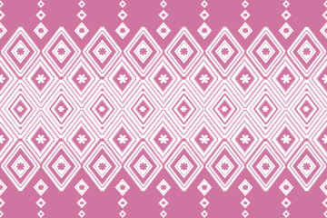 Ikat pattern . Geometric chevron abstract illustration, wallpaper. Tribal ethnic vector texture. Aztec style. Folk embroidery. Indian, Scandinavian, African rug.design for carpet,sarong,pink pastel 