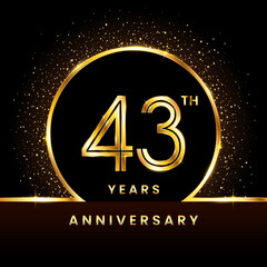 43th Anniversary Logo. Golden Anniversary template design for celebration event, invitation card, greeting card, flyer, banner, poster, double line logo, vector illustration