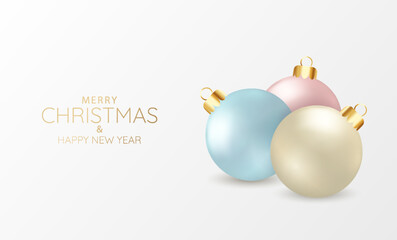 Vector illustration of Christmas and New Years.  Christmas composition with Christmas Balls. 
