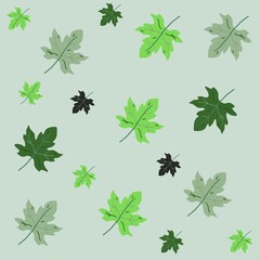 Green seamless maple auntum leaves background 