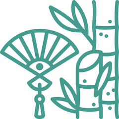 bamboo and paper fan line icon illustration for printing,web,app,design element,poster,advertising,presentation,card,etc