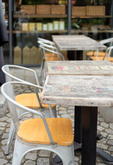 Furniture set in hipster cafe with table and chair outdoor