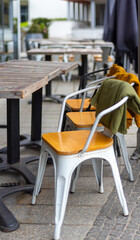 Furniture set in hipster cafe with table and chair outdoor