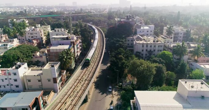 Namma metro railroad track line in bangalore, india