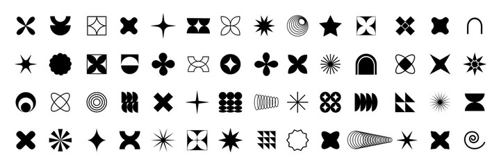 Set of geometric brutalism shapes.Abstract geometric brutalist elements. New modern elements swiss style, minimalist design,bold forms. Vector illustration